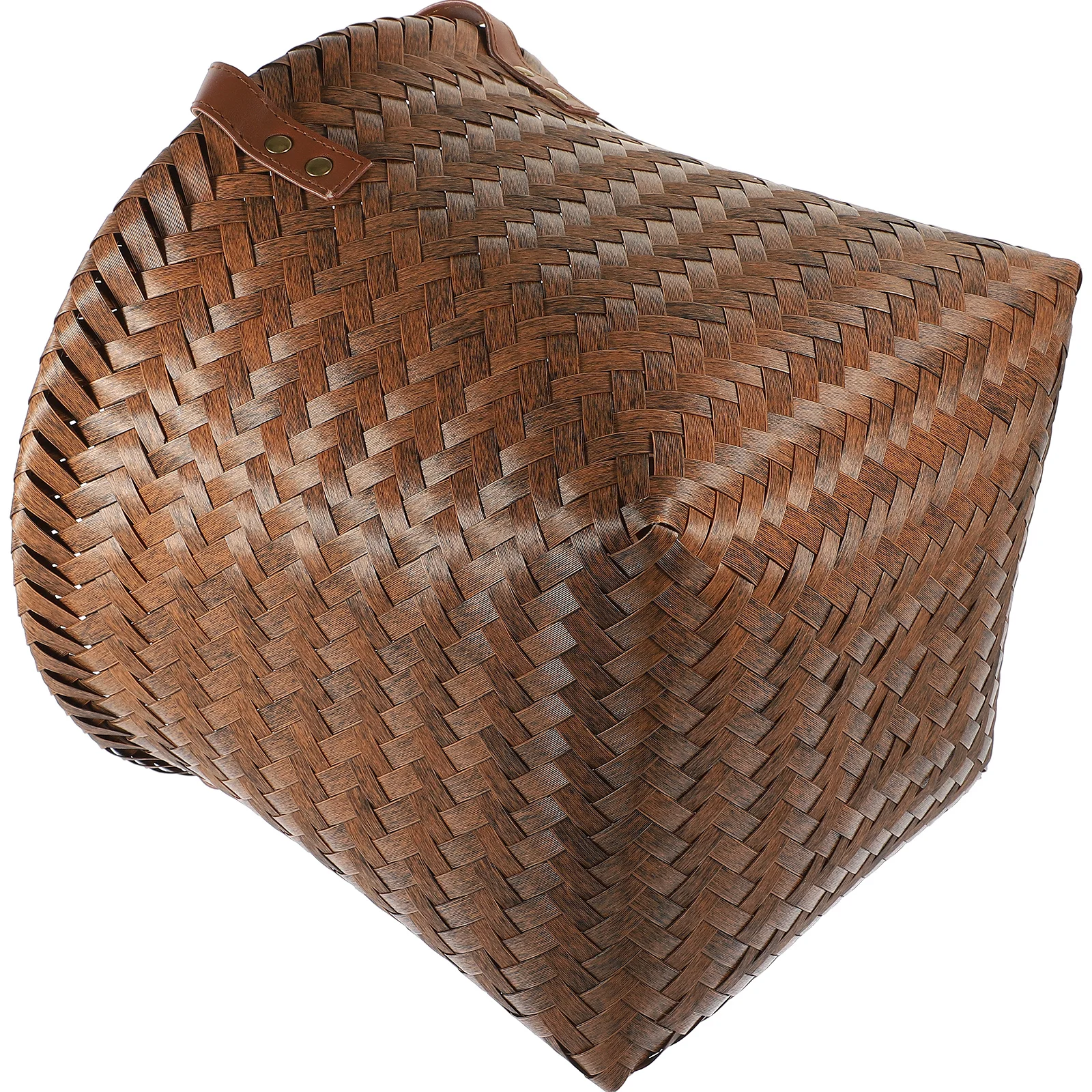 

Large Imitation Rattan Woven Storage Basket Home Organizer Desktop Sundries Container Strong Handle Decorative