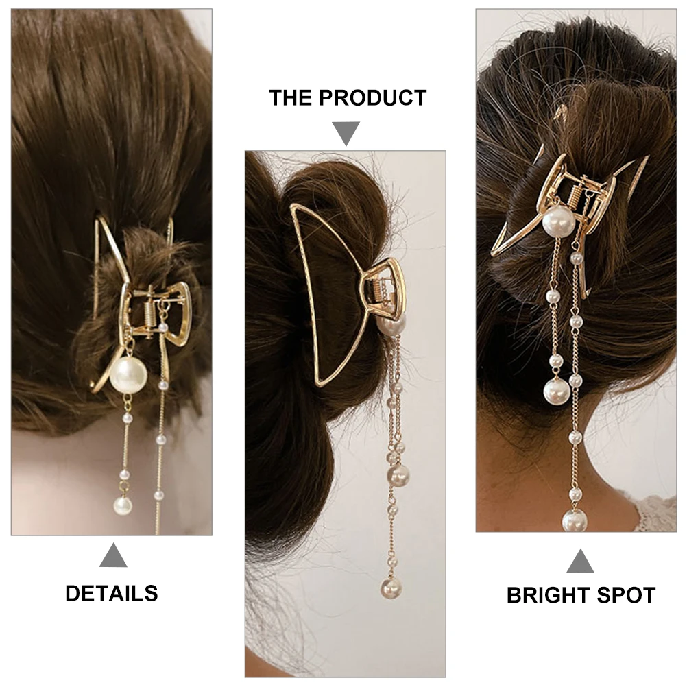 

Pearl Tassel Hair Claw Clip Alloy Durable Elegant Women Headdress Hair Clip Barrette Fashion Accessories Claw Clamp Barrettes