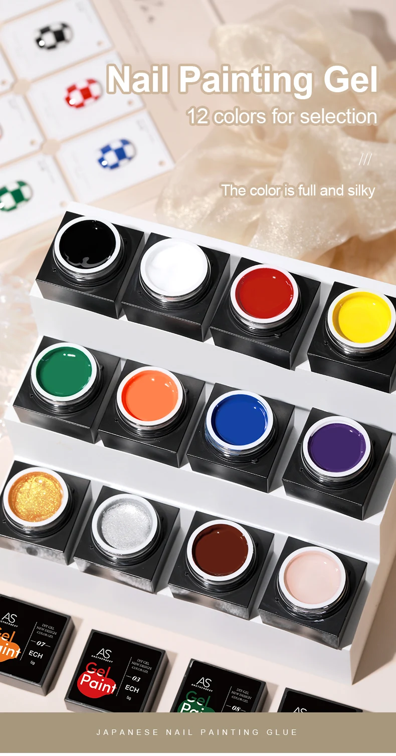 AS Sliver Metal Effect Line Flower Drawing Gel Soak Off Transparente Farben 5g Painting Gel Polish UV Nail Art Gel Lack – Detail 1