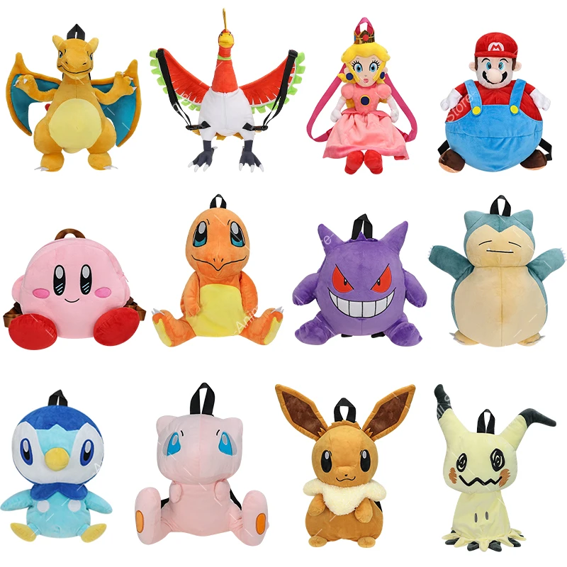 Kawaii Gengar плюшевый Чаризард рюкзак Pokemon Eevee Mimikyu Gyarados Ho-Oh Piplup Snorlax Mew Kirby мягкая игрушка плюшевые куклы