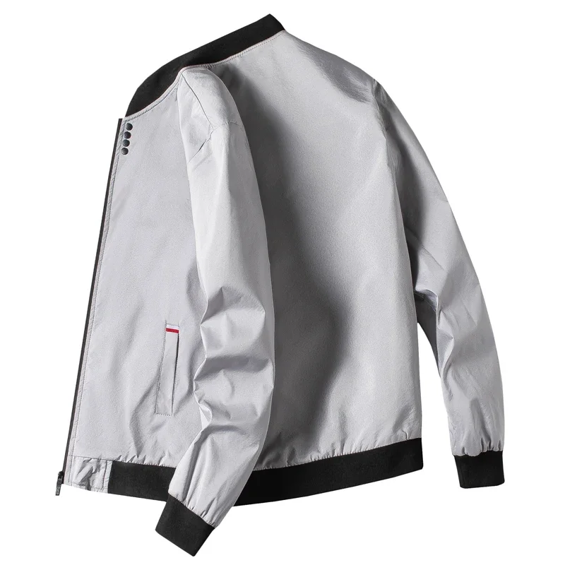 Chaqueta de M-4XL para hombre, uniforme de béisbol fino de manga larga, chaqueta de ciclismo a prueba de viento, chaqueta informal con cremallera