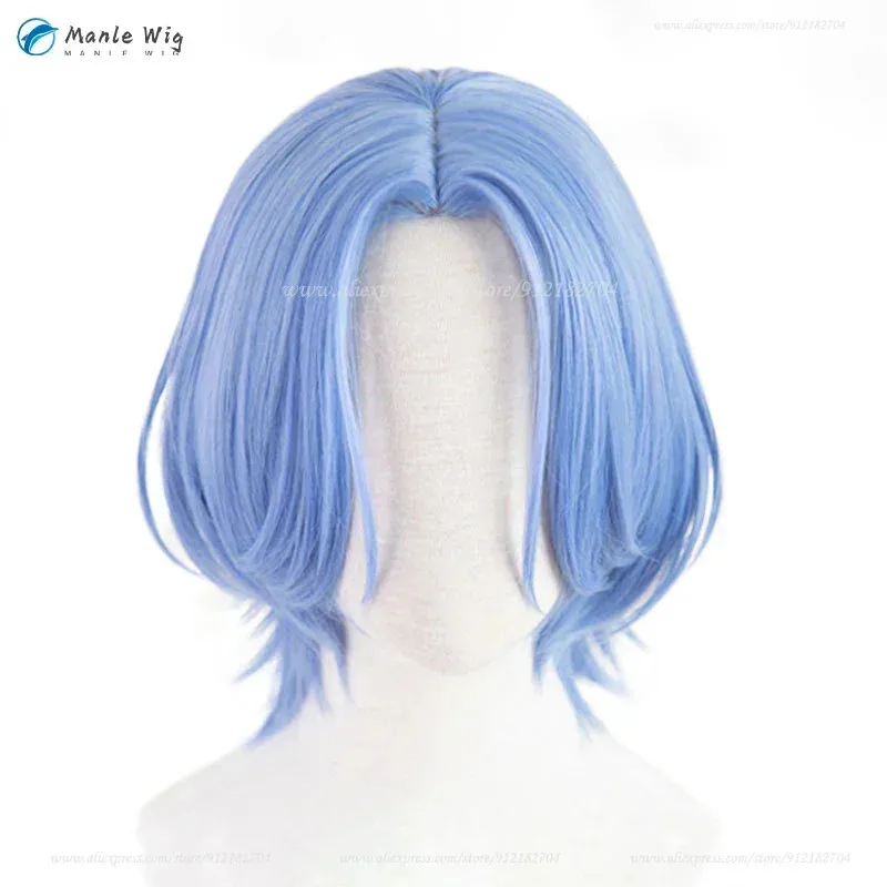 أنيمي لانجا هاسيغاوا شعر مستعار تأثيري Hasegawa رانجا الأزرق قصير لانجا الباروكات مقاومة للحرارة شعر مستعار اصطناعي Cap72b
