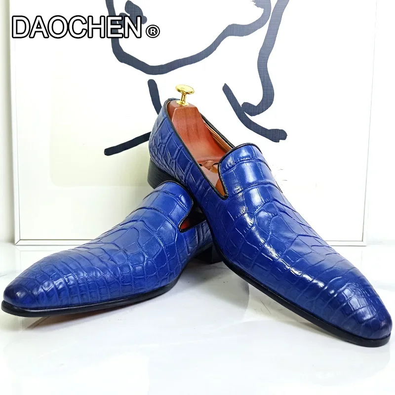 LUXURY BRAND MEN LOAFERS SHOES BLUE BLACK SUMMER SLIP ON SHOE CASUAL MEN DRESS SHOES WEDDING OFFICE LEATHER SHOE FOR MEN