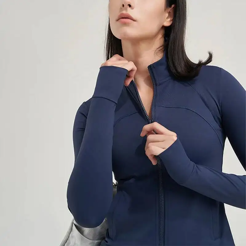 

Yoga Long Sleeve Coat Zipper Loose Sports Tops Breathable Sunscreen T Shirt Workout Women Running Gym Clothing Fiess