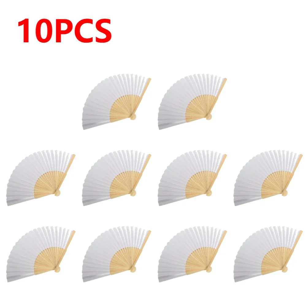 1-50 stücke DIY Papier Bambus Faltfächer Erwachsene kinder Kalligraphie Malerei Praxis Blank Weiß Faltfächer Hochzeit geschenke