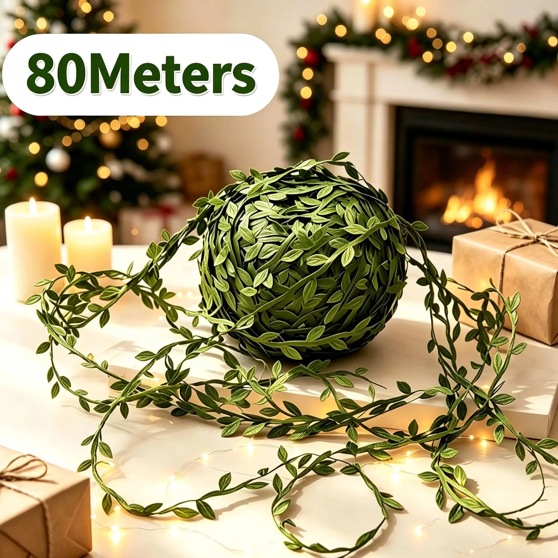 40/80M Artificial Plant Small Leaf Rope Wreath Vine Christmas Tree Outdoor Wedding Home Table Vase Scrapbook DIY Decoration Prop