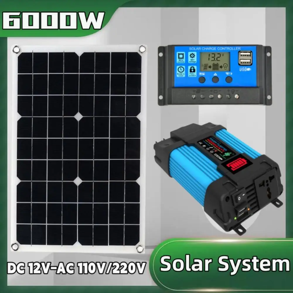 600w Solar panel 6000w Wechsel richter 12V bis 110V/220V Solarstrom erzeugungs system Home Outdoor Auto Handy Solar ladung