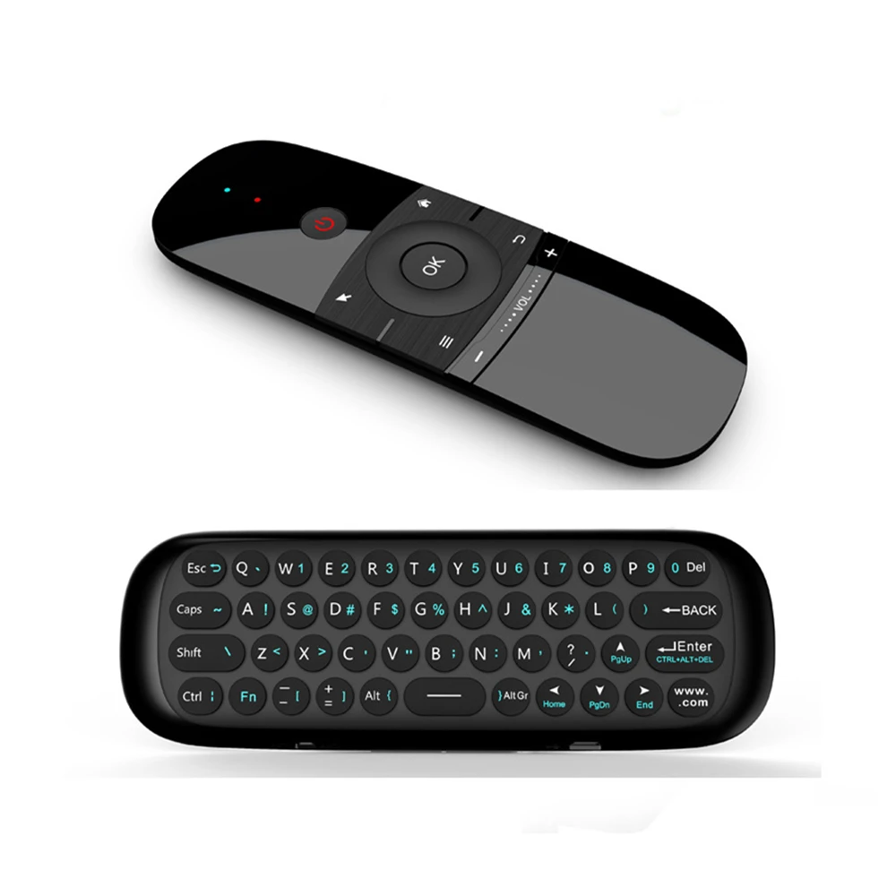 W1 Wireless Air Mouse Keyboard Controle Remoto, Aprendizagem IR, 6 Axis Giroscópio, Motion Sense para TV, Android, TV Box, PC, Projetor, 2.4G