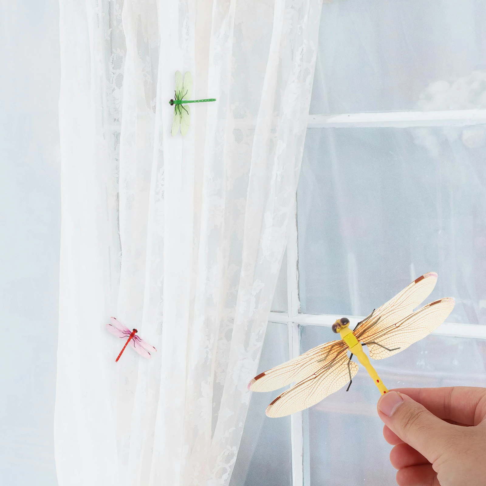 

20pcs Dragonfly Models For Curtain Decor Home Decoration Diy Removable Wall Window Clip On Bedroom Prop Decorative Curtain Art