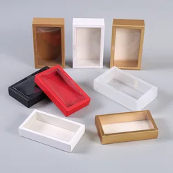 10pcs Transparent Gift Display Box, Tea Gift Packaging Box, Kraft Paper Gift Packaging Box