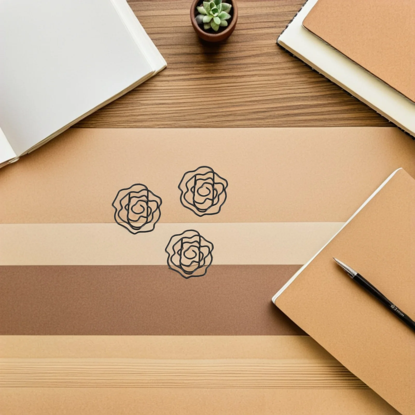 50 قطعة من مشابك الورق الإبداعية بتصميم وردي على شكل زهرة علامات صفحة معدنية لمكتب المدرسة والمنزل ومنظم المستندات وعلامات التبويب المخططة