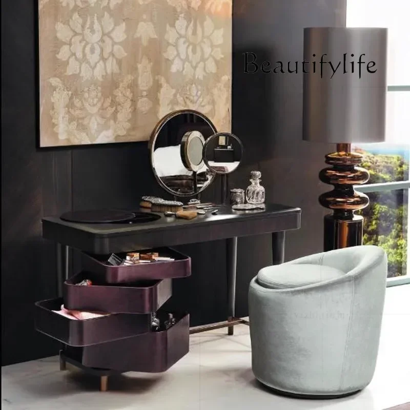 Q Italian light luxury stainless steel foot dresser high-end villa hotel bedroom makeup table with mirror