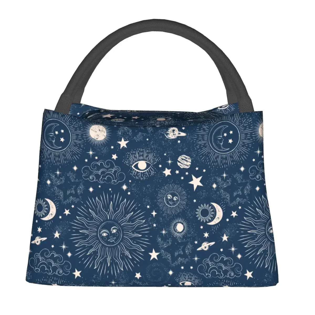 Lunch Bag Space Galaxy Moon Thermal Cooler Portable Picnic Textile Zodiac Canvas Tote Food Bag