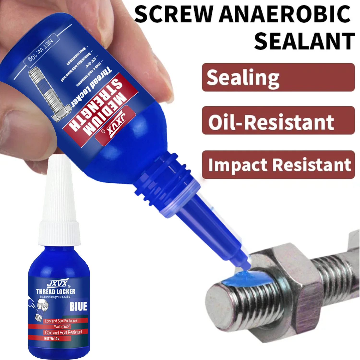 Agente de travamento de roscas Lock Tight Thread Blue, adesivo anaeróbico azul de resistência média para fixação de parafusos e porcas, antidesapertamento, anticorrosão, resistente a óleo, Loctite removível contra desa