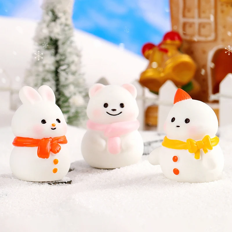 1 Stuk Mini Hars Kerst Sneeuwpop Micro Landschap Beeldjes Pophuis Ornament Home Decoraties Fee Tuin Sneeuwpop Beeldje