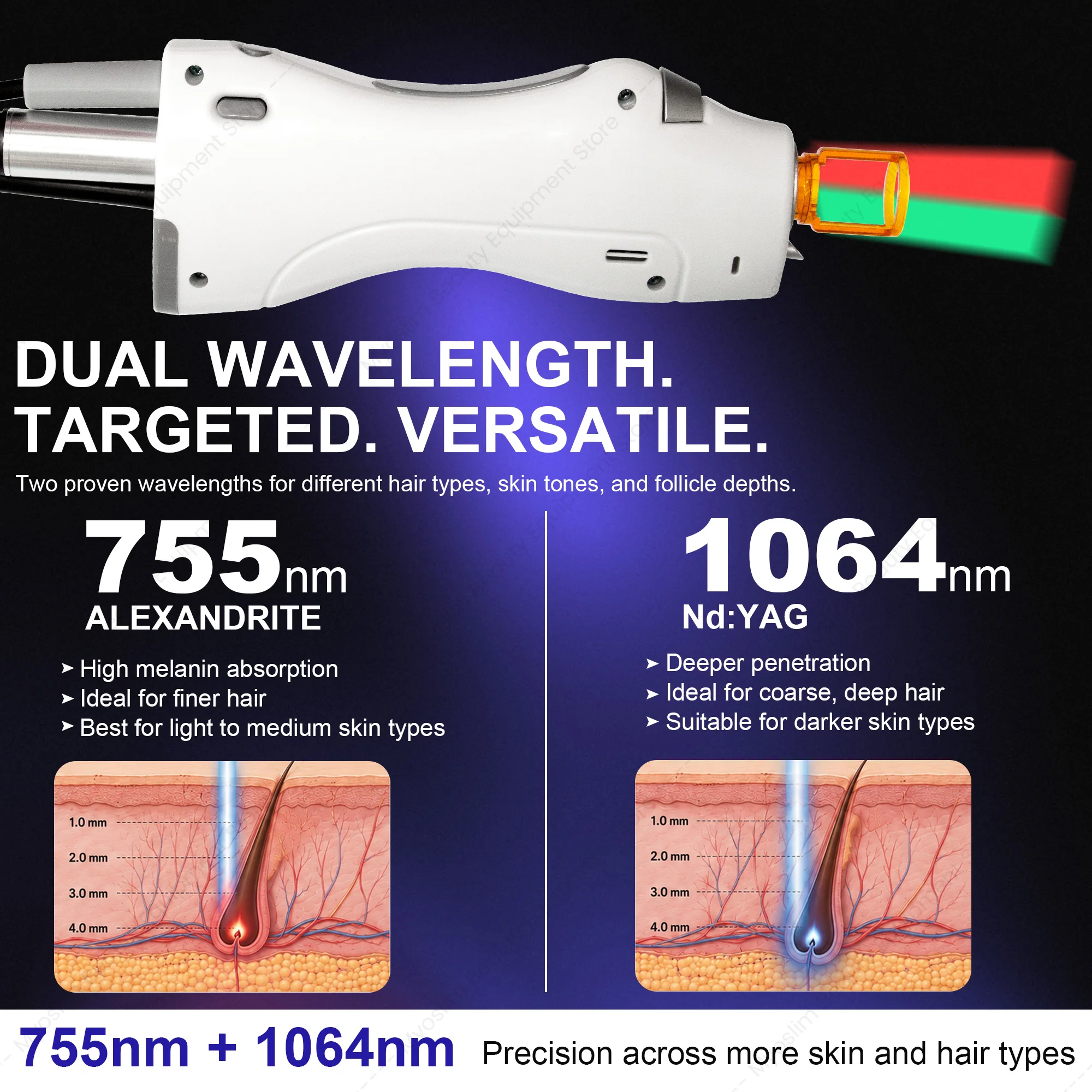 5000W Dual 755nm&1064nm Alexan - огляд і ціна Alexandrite Laser Hair Removal Machine