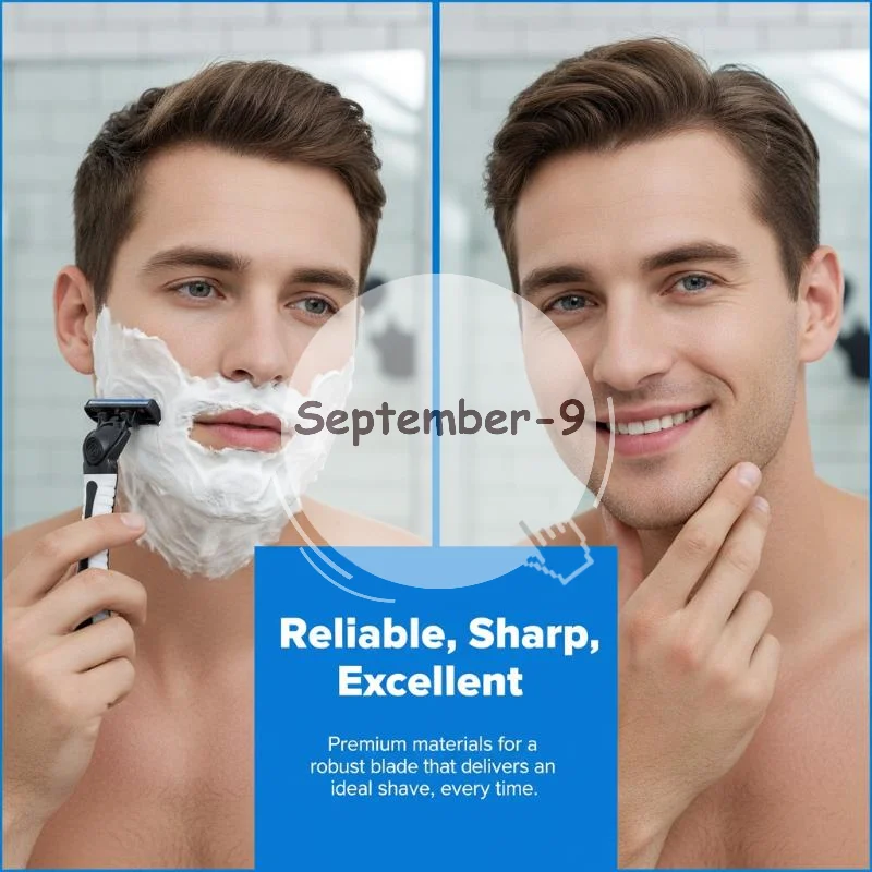 Men's Safety Razor Set with 6 Layer Stainless Steel Shaving Cartridges 3/6/12/18/24/36Pcs for Smooth Close Shaving