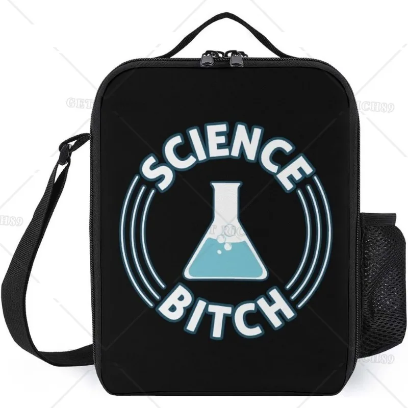 

Science Theme Reusable Lunch Bag for Women Men Kids, Thermal Insulated Lunch Box with Pocket for Work School Office Trip