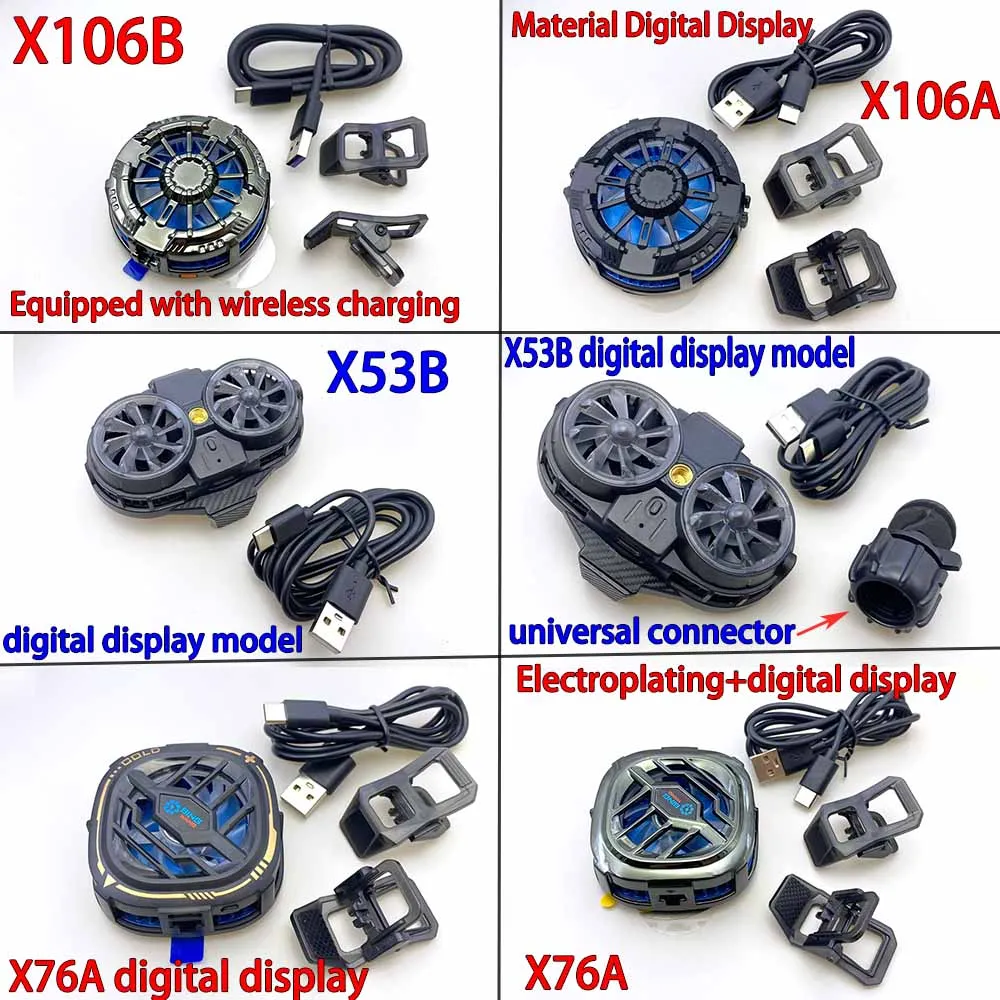 

X76A/X106AB Mobile Phone Ice Cooler Magnetic Cooling Fan Case Radiator For PUBG Gaming Back Clip Cool Heat Sink For Smartphones