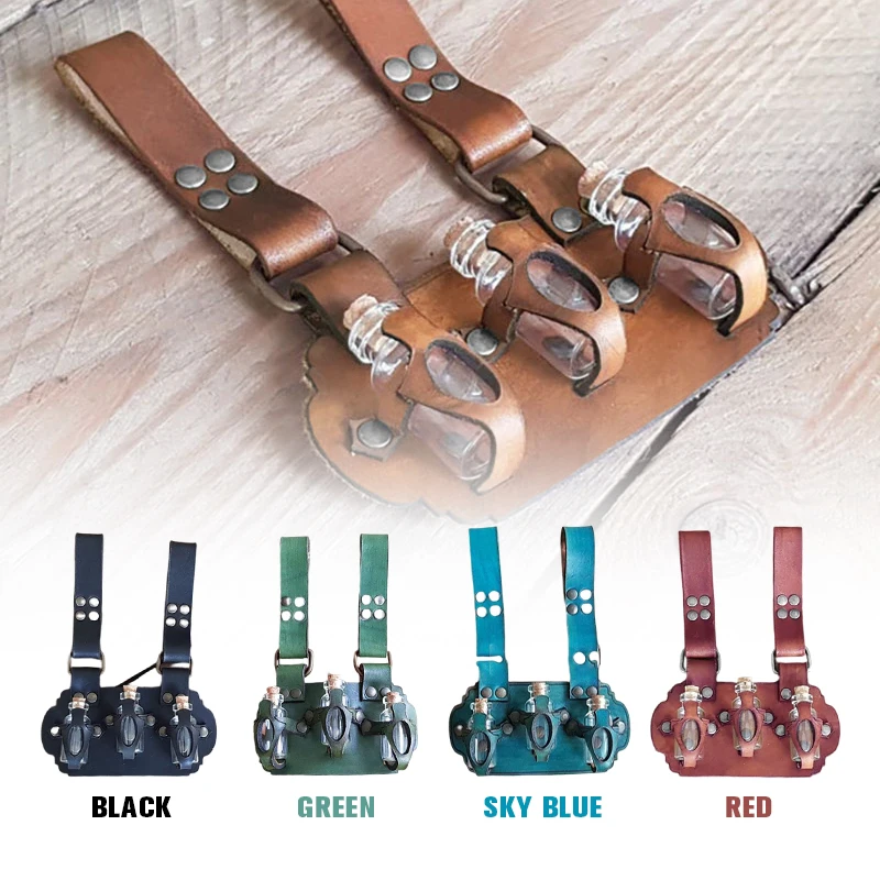 New Steampunk Wizard Witch Potion Bottle Suspenders Solid Color Leather Leggings Cosplay Props Medieval Renaissance Accessories