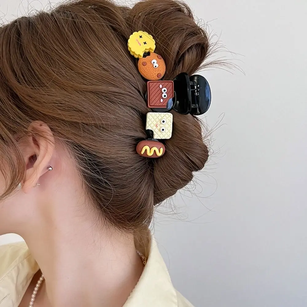 Garra bonito do cabelo do biscoito dos desenhos animados para meninas, headwear plástico do urso, grampo doce do tubarão do temperamento, estilo coreano