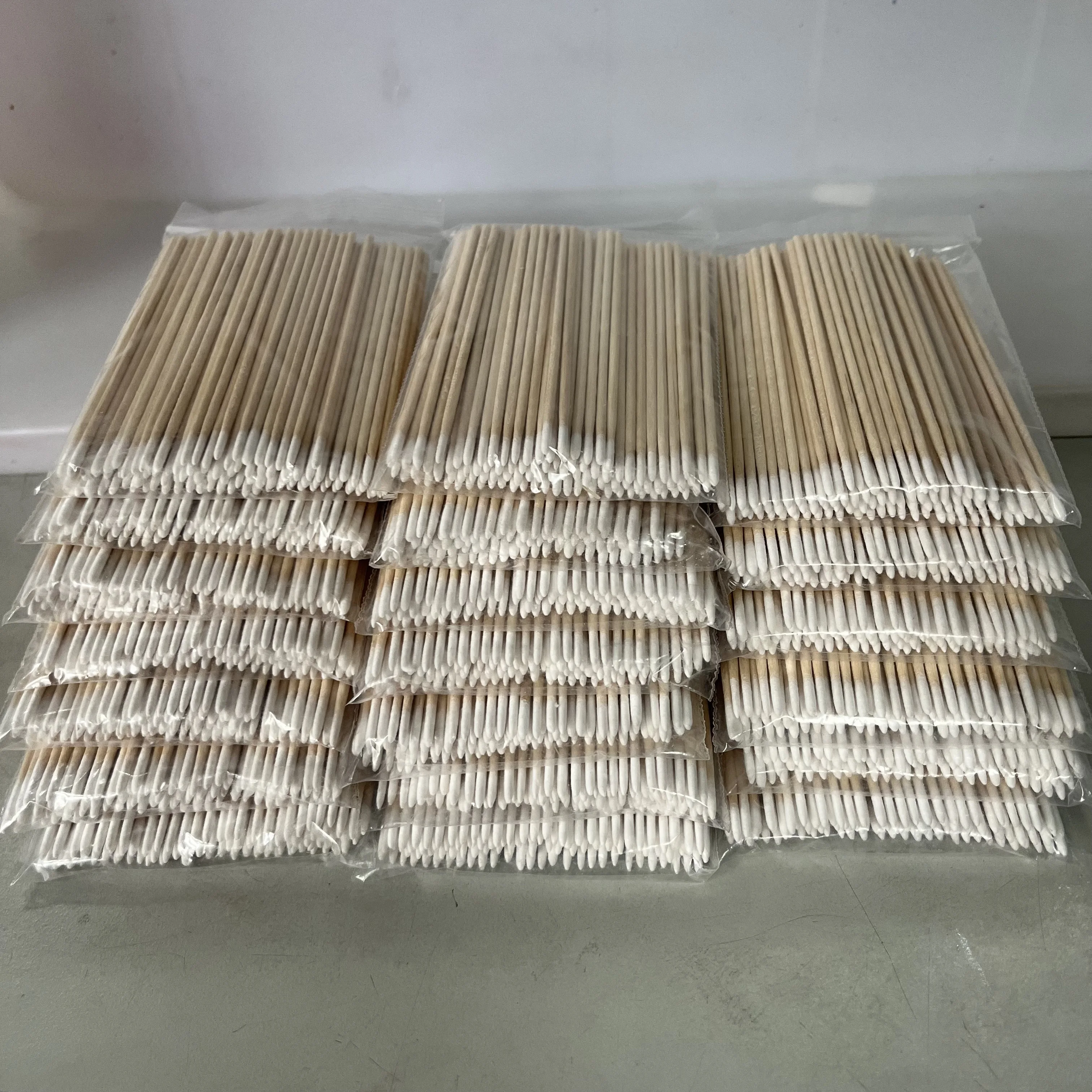 100/300/500 قطعة مسحات أظافر قطنية طويلة مقبض خشبي ممتاز مع نصائح عالية الكثافة مضادة للكهرباء الساكنة 3.94 بوصة/10 سنتيمتر مجموعة تنظيف الأظافر *