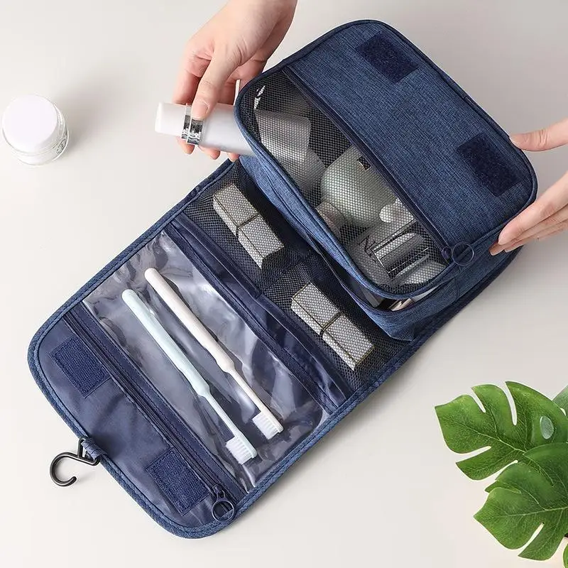 Große Kapazität Wasserdichte Reise-Kosmetiktasche mit Aufhängehaken Toilettenartikel-Aufbewahrungstasche für Frauen Männer Geschäftsreisen – Detail 6