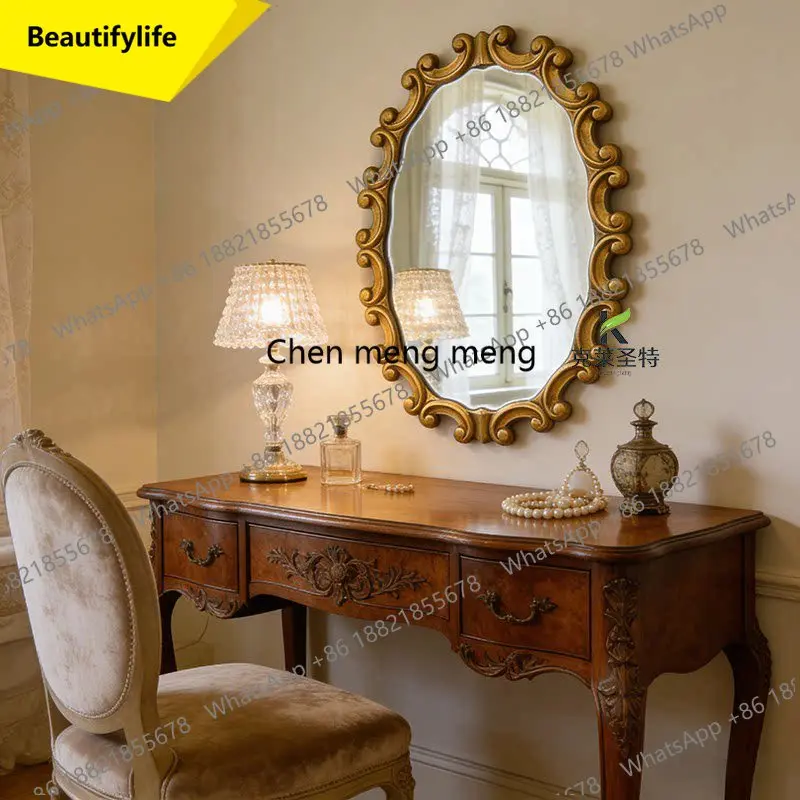 a17 French retro bathroom mirror wall-mounted bathroom mirror American home makeup vanity mirror
