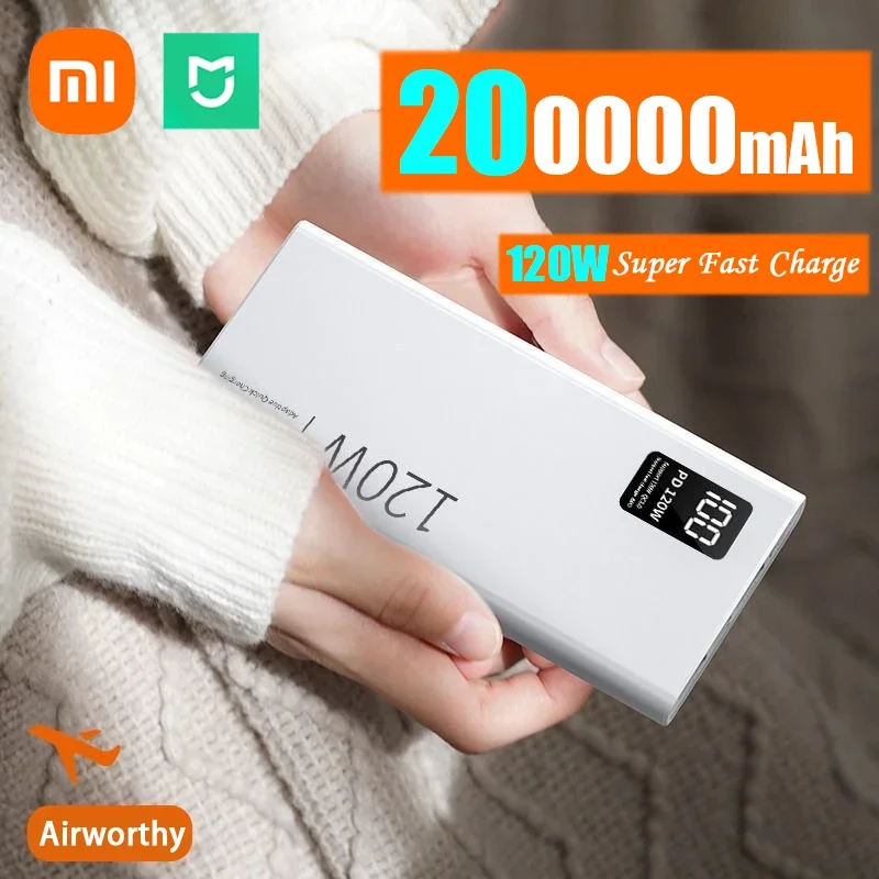 Xiaomi 200000mAh High Capacity Power Bank 120W Fast Charging Power Bank Portable Battery Charger For iPhone Samsung Huawei