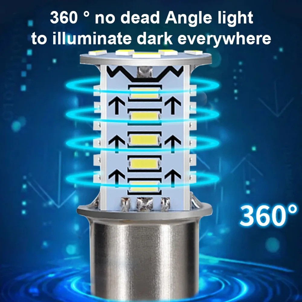 2pcs 1157 BAY15D Motorcycle 30SMD DRL Brake Parking LED Lamp Flash Reversing Signal Tail Light Turn Signal Bulb Accessories