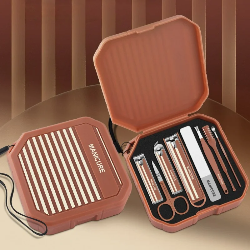 8pcs Nail clipper set storage box, nail clipper scissors, complete set of nail and manicure tools