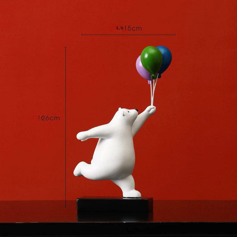 Nordic Creative Balloon Bear Ornament Wall Decoration Resin Children\'s Room Living Room Desktop Entrance Home Decoration Gift