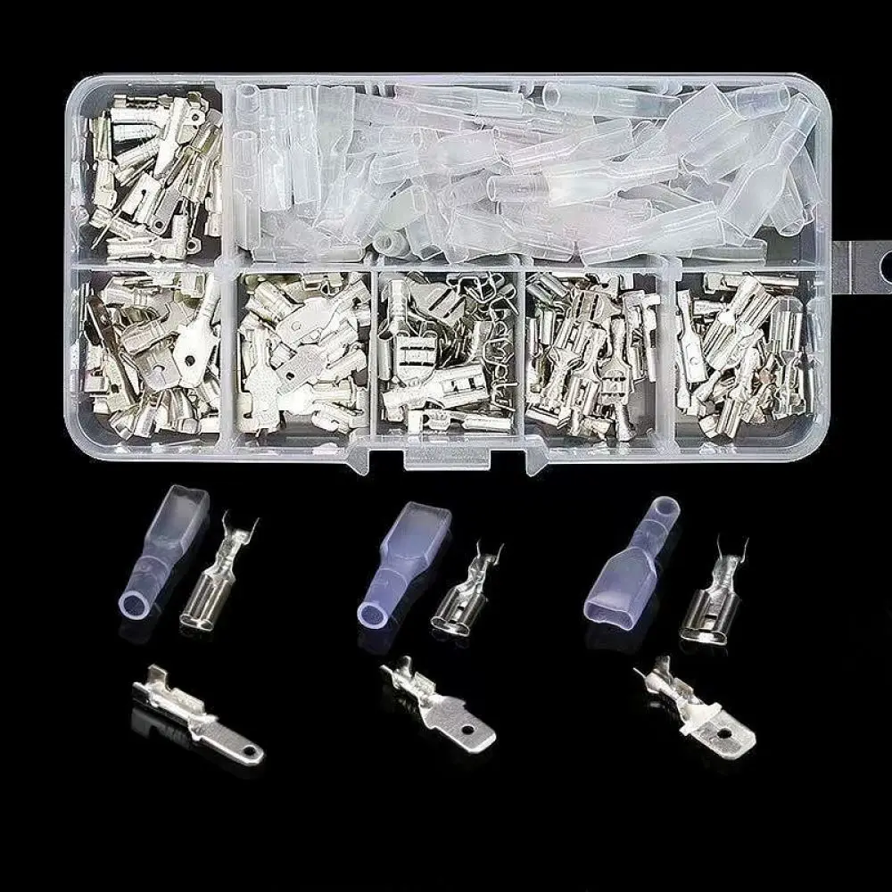 Electrical Wiring Terminal Kit Cold Press Crimp Connectors Insulated Sleeve Set Male Female Spade Plug For Appliance Maintenance