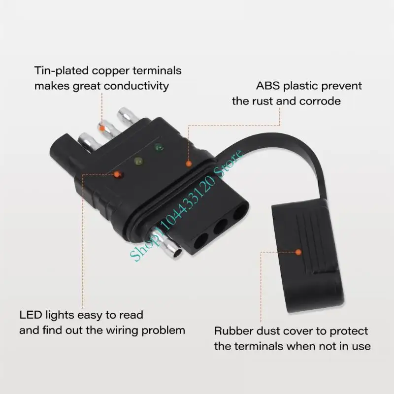 Waterproof 4 Pin Flat Trailer Light Tester Heavy Duty 4 Circuit Tester for Accurate Fault Finding In All Conditions