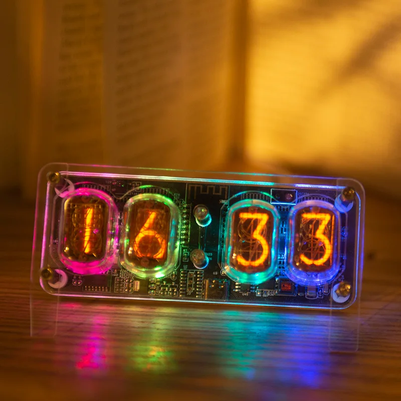 RGB 4-cyfrowy w-12 Nixie Glow Tube zegar IN12 z podświetleniem LED WIFI auto-kalibracja czas typ C 5V