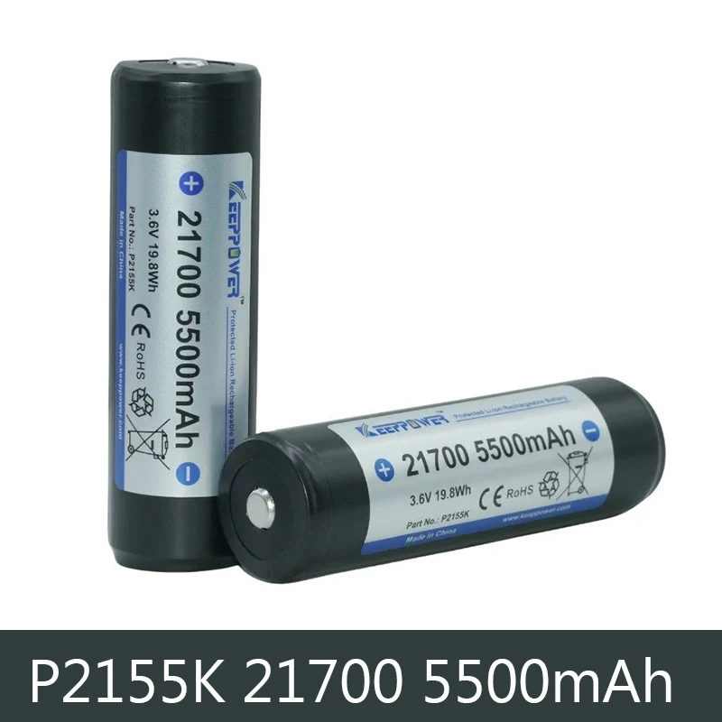 

Keeppower P2155K 5500mAh 21700 Batteries Protected Li-ion Rechargeable Battery