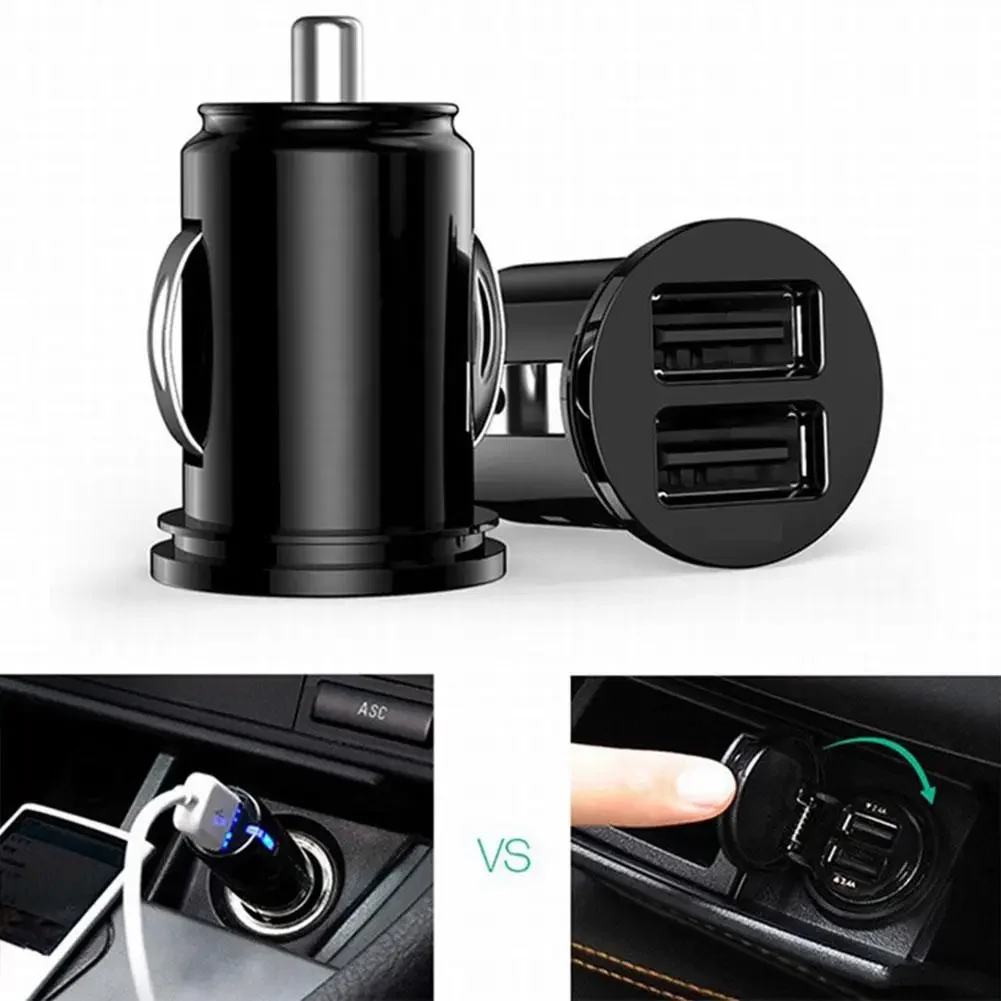 Dual USB Car Charger 2.4A 5V 2 Port Cigarette Lighter USB Power Adapter Fast Charging Car Phone Charger For All Smart Phones