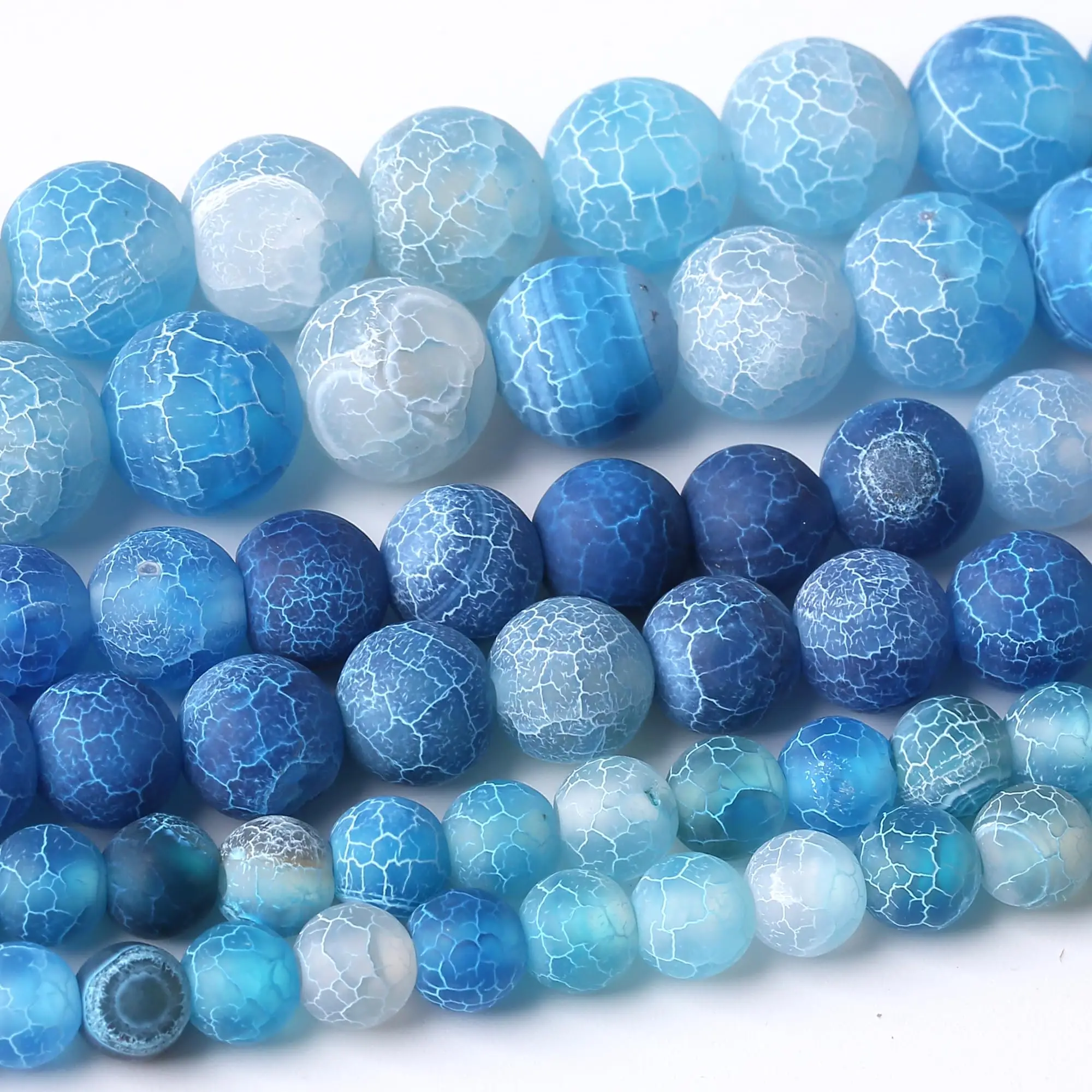 Natursteinperlen, 4–12 mm, Seeblau, Frost, gebrochen, rund, lose Distanzperlen für Schmuckherstellung, DIY-Armbänder, Ohrringe, Zubehör