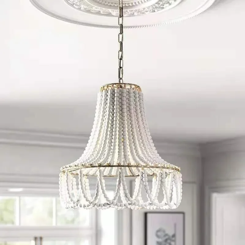 

GHEUVNJ American style wooden bead chandelier for living room, dining room, bedroom, cloakroom