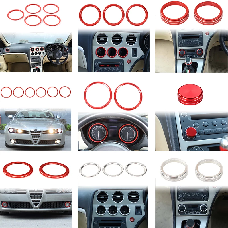 For Alfa Romeo 159 2004-2011/Brera/Spider aluminum alloy red center console control panel air conditioning vent decorative ring