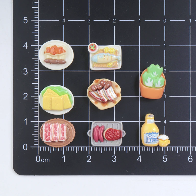 30/300Pcs Mini Simulation BBQ Food Beef Flat Back Resin Cabochon Nail Art Crafts DIY Miniatures Making Accessories