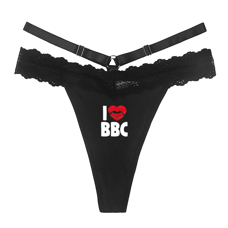 I LOVE BBC Women\'s Hot Panties Girls Funny Underwear New Women Traceless GString Sexy Lace Thong Black Underwear String Homme