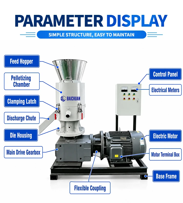 Industrial 150-600Kg/h Vertical Ring Die Biomass Sawdust Fuel Pellet Mill Wood Pellet Making Machine