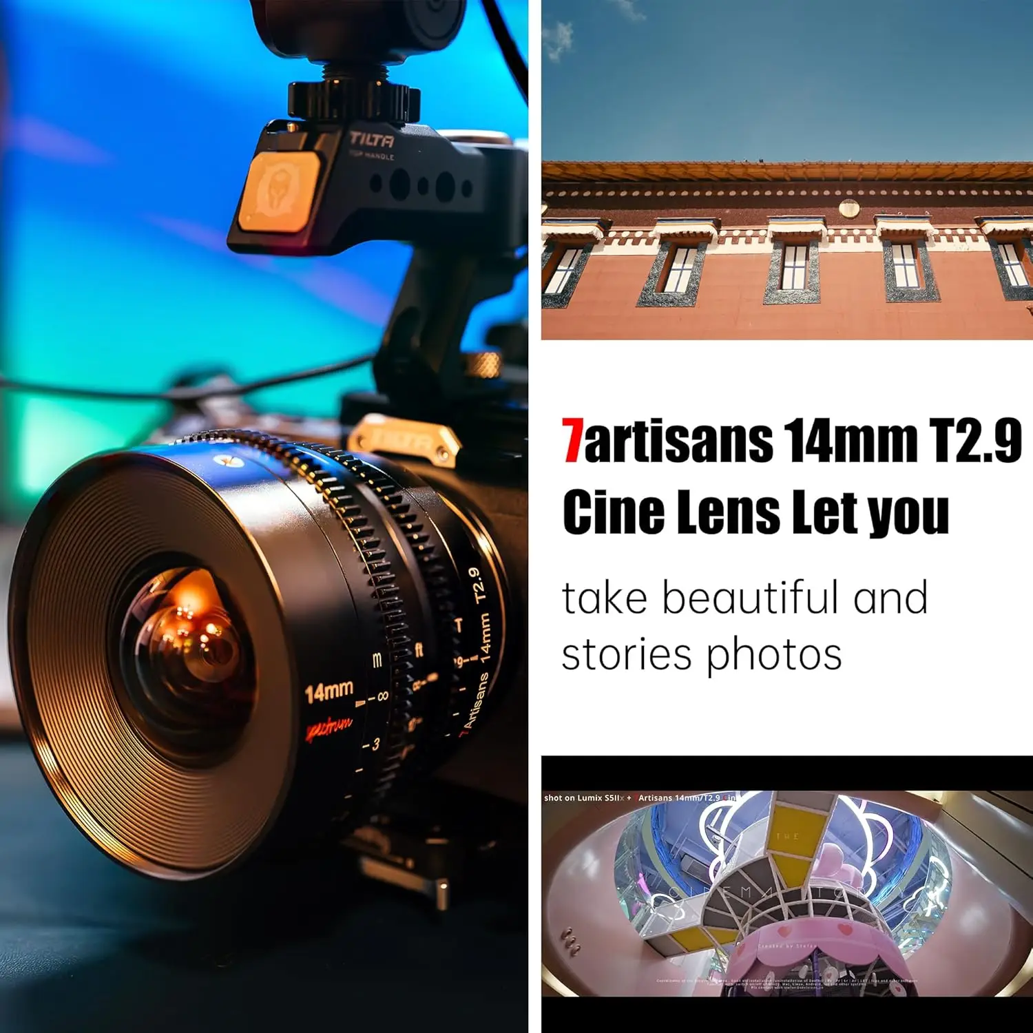 7artisans 14mm T2.9 Full Frame Large Aperture Ultra Wide Angle Spectrum Cine Lens for Camera Photography with Sony E Canon R Z L