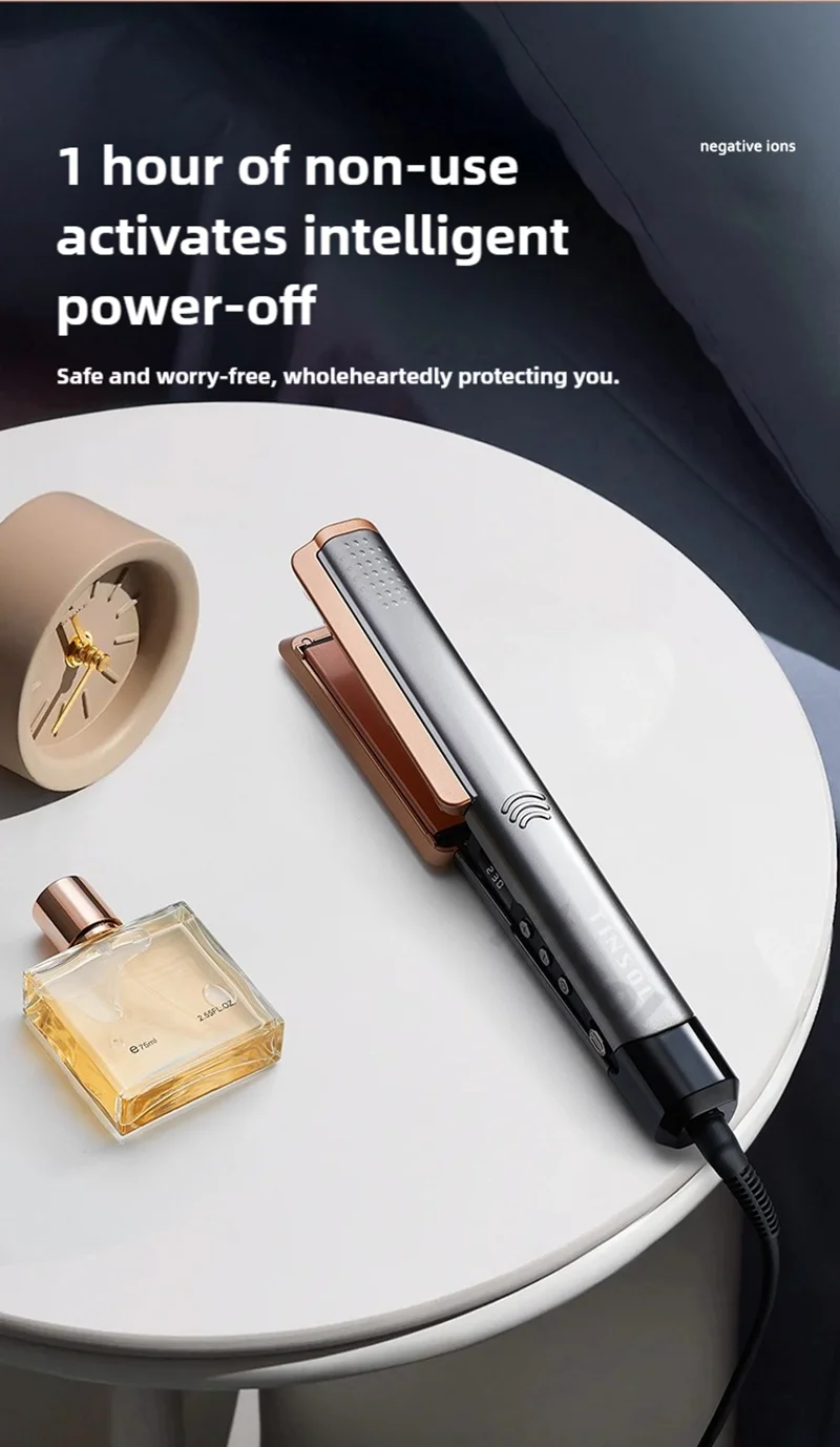 TINSOL 2-in-1 Professioneller Haarglätter Lockenstab, Negativ-Ionen-Conditioner mit LCD-Haarglätter mit breitem Panel – Detail 12