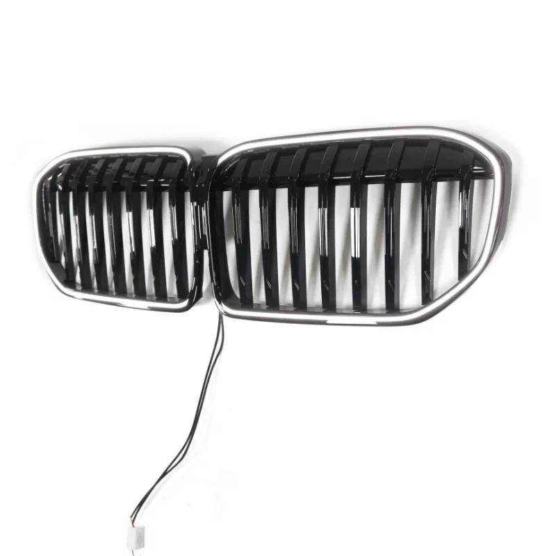 Car Grille Gloss Black Light Emitting Diode Front Kidney Single Line Grille ABS Front Bumper Racing Grille BMW 7 Series