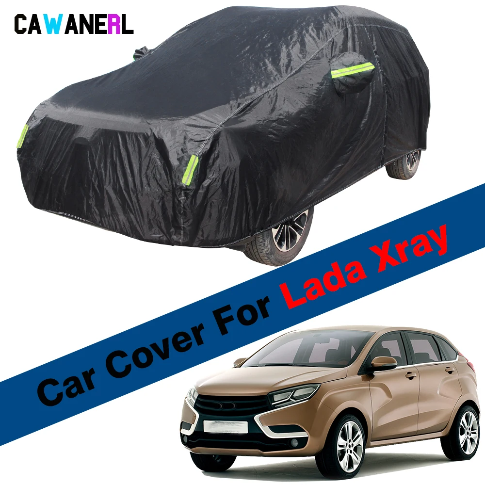 

Black Waterproof Car Cover For Lada Xray Outdoor Summer Anti-UV Sun Shade Winter Snow Rain Wind Protection Cover Dustproof