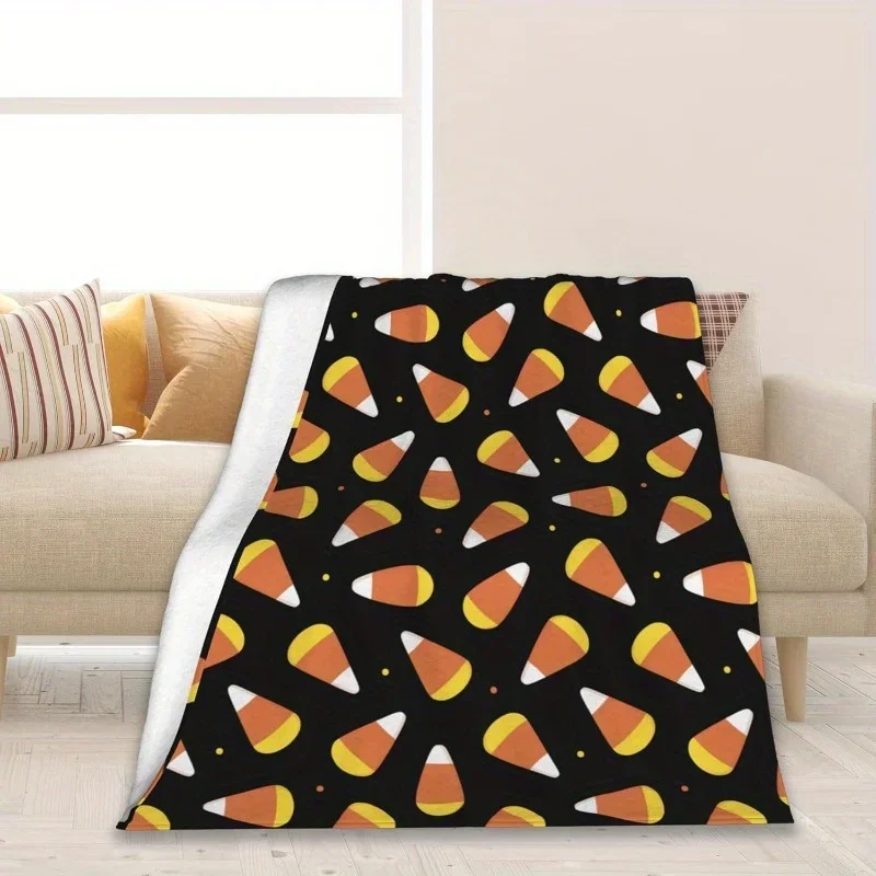 

Candy Corns Dots Throw Blanket - Soft Warm Cozy Lightweight Flannel 50x60 Inch, 280gsm Single-Sided Digitally Printed Playful