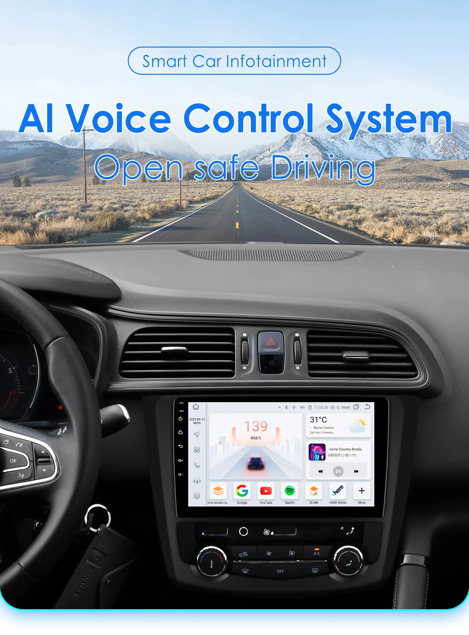 Autoradio Android 14 con Carplay per Renault Kadjar 2015-2019, Lettore Multimediale Video, GPS, Telecamera 360, Schermo 9.7 Pollici, Unità Principale 7862