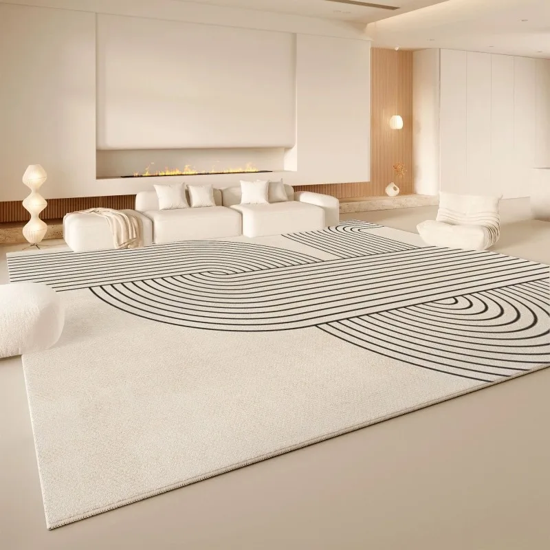 VIKAMA Minimalist Line Area Rug Nordic Curve Arch Striped Non Slip Washable Carpet Mat Living Room Bedroom Sofa Decor